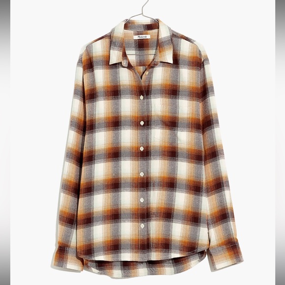 Like New Madewell Flannel Side-Button Oversized Shirt, Bickett Plaid, M - Picture 4 of 13